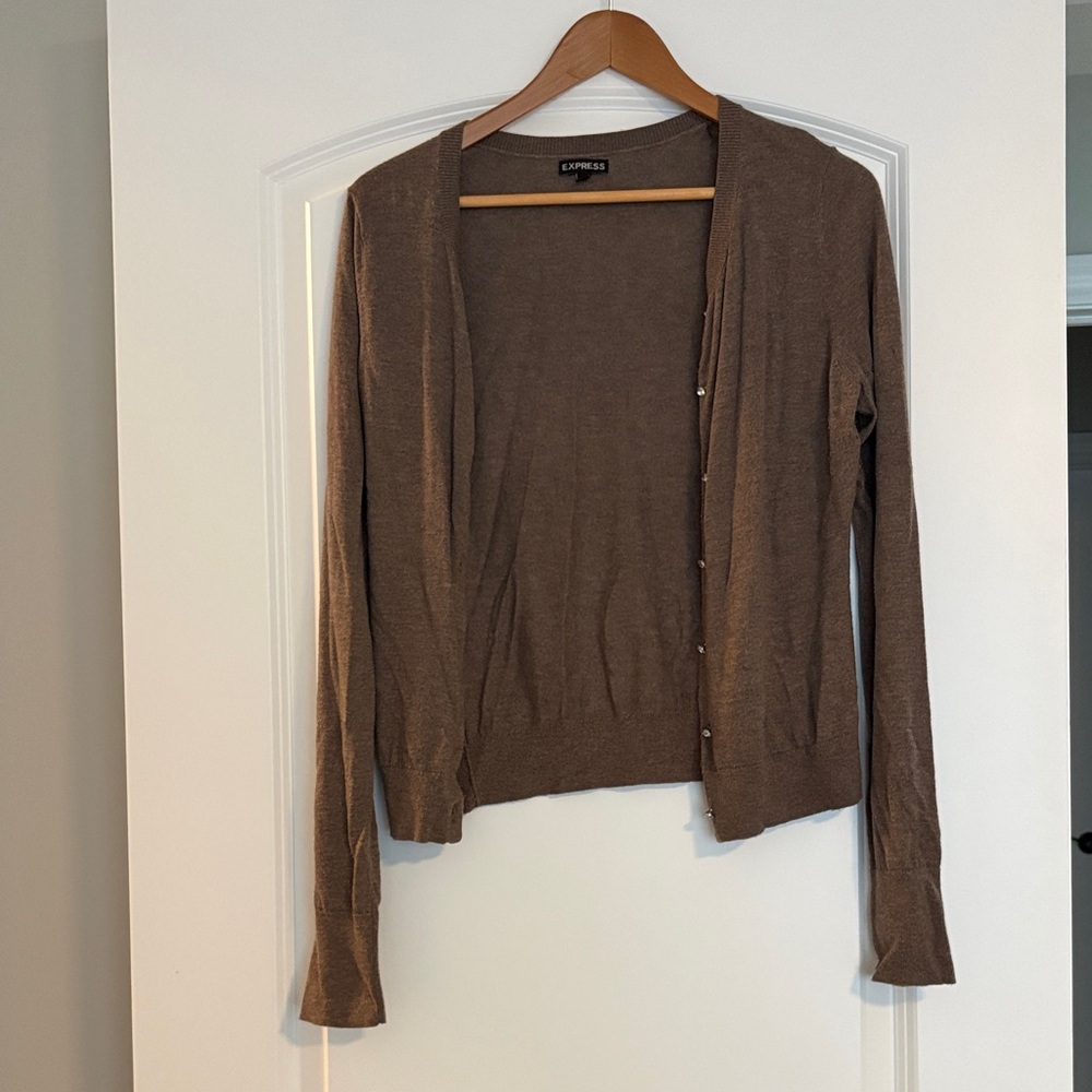 Express Light Chocolate Brown Cashmere Blend Women's Cardigan Medium M